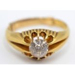 A 1950s 18ct gold solitaire diamond ring,