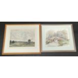 Two country scene watercolours, each indistinctly signed.