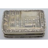 An early Victorian silver Castle Top vinaigrette showing a view of Newstead Abbey,