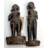 Two Indian carved wood figures, 18th/19th century, height 20 and 18cm.