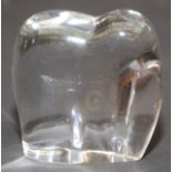 A French Baccarat glass paperweight, in the form of an elephant, height 7cm.