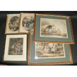 A pair of framed coloured prints, G.