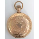 A 14ct gold keyless pocket watch by the American Waltham Watch Co.