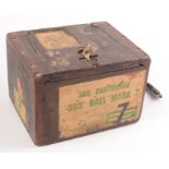 Two WWII wooden ammunition boxes dated 1941 and 1943, 26.5 x 22 x 18cm.