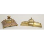 A WMF ink stand and a Victorian copper and brass inkstand.