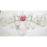 Miscellaneous glassware, including rummers.