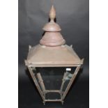 A copper street light canopy with a large finial, height 95cm.