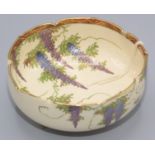 A Japanese Satsuma pottery bowl, decorated with trees, signed in gilt to the base, height 5.