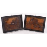 A pair of straw work pictures, 18th century, signed and dated 'C.H.