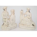 A pair of Victorian Staffordshire figures of a lady and gent,