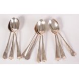 A set of ten silver Hanoverian rat tail teaspoons. 6.5oz.