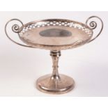 A pierced stemmed twin handled bowl, Sheffield 1907. 12oz.