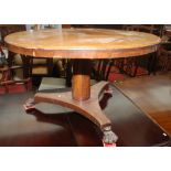 A Victorian snap top table, diameter 119cm.