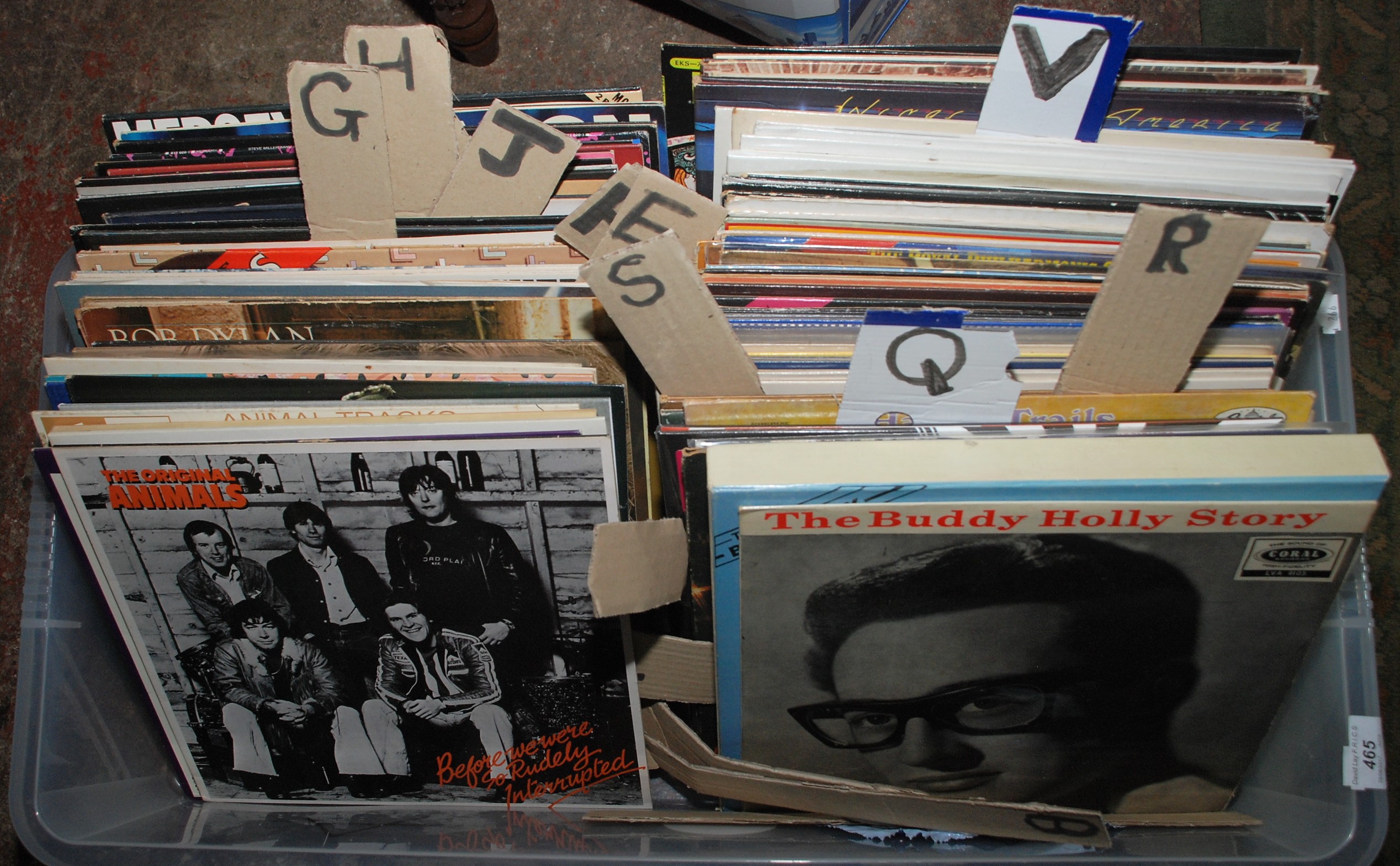 A large collection of 33rpm vinyl albums including The Buddy Holly Story on Coral, Bob Dylan,