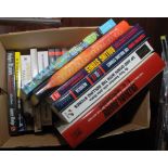 A box of Rolling Stones related books including "Blown Away" by A.E. Hotchner.