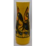 A large Poole Pottery vase, the yellow ground with abstract designs, No.85, height 40.5cm.