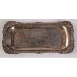 A late George IV silver snuffer tray by Eames & Barnard with gadrooned shell and acanthus border