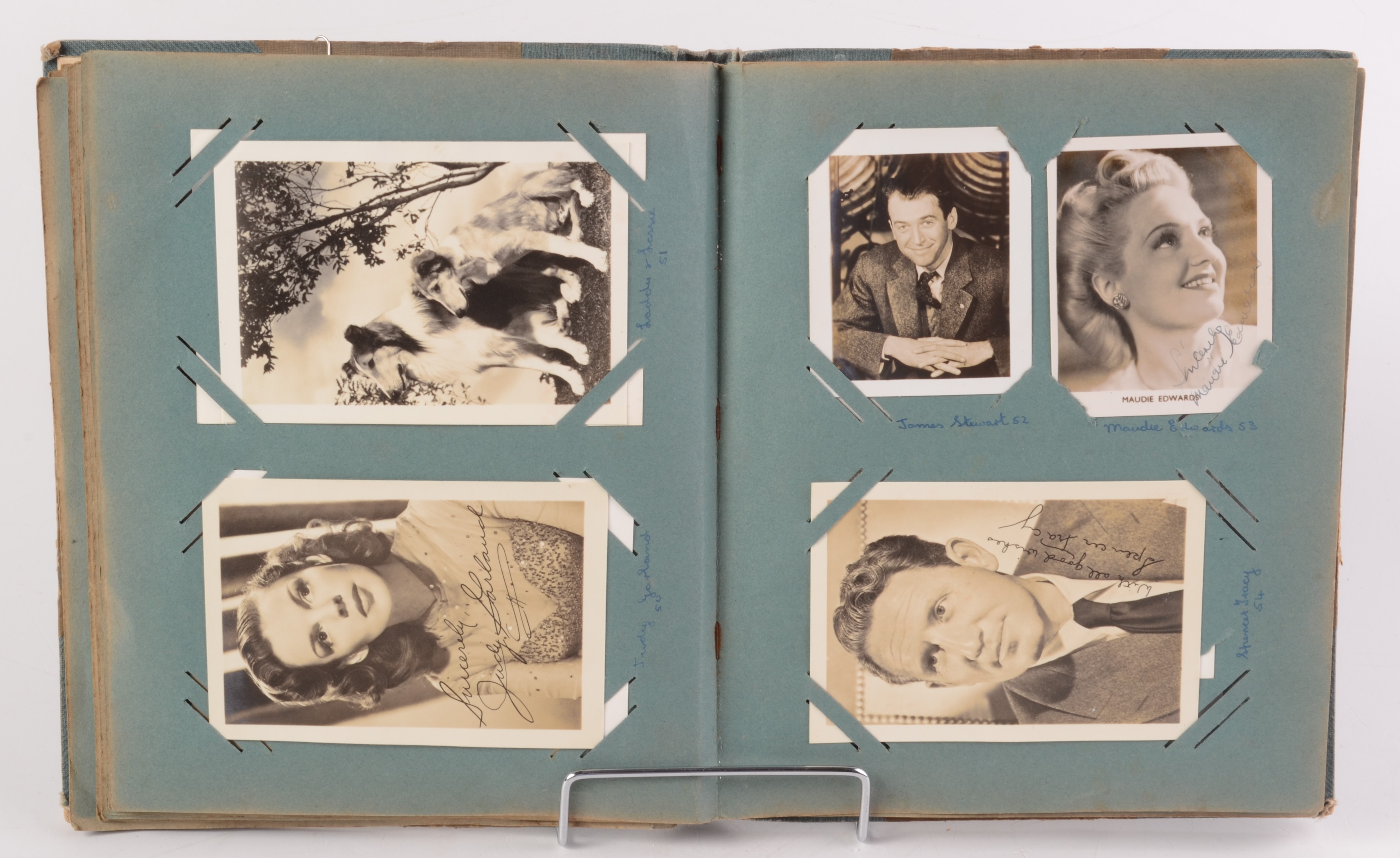 An album containing signed photographs of film stars, early to mid 20th century,