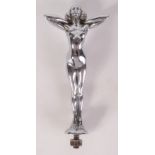 A Desmo car mascot in the form of a naked lady, engraved 9663 to base, height 16cm.