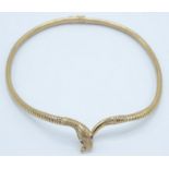 A 1960s Victorian style 9ct gold serpent necklace,