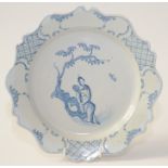 A rare English delft blue and white shaped plate, 18th century, probably Bristol,
