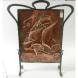 An Arts and Crafts Hayle Copper and wrought iron firescreen,