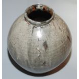A Studio Pottery glazed vase, the bulbous body with speckled grey glaze, height 27cm.