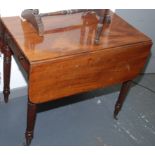 A late Georgian mahogany Pembroke table with spiral turned legs, width 83.5cm.