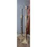 A pair of plated, height adjustable lamp standards,