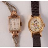 A ladies Omega 14ct gold cased wristwatch the 15 jewel movement numbered 10208185,