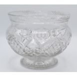 A large lead crystal, cut glass footed bowl, height 17.5cm, diameter 21cm.