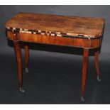 A Regency rosewood veneered fold top card table,