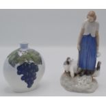 A Royal Copenhagen porcelain figure of a maid, with three geese, model No 2254,