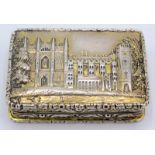 An early Victorian silver gilt Castle Top vinaigrette showing a view of Newstead Abbey,