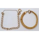 Two 9ct gold curb link bracelets, 15.1g.