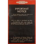 British Railway posters Important Notice (a pair) Printed by Stafford and Co.