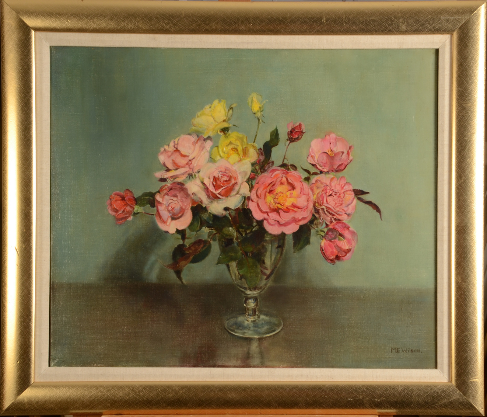 MARGARET EVANGALINE WILSON Roses In A Glass Vase Signed 50 X 60cm - Image 2 of 2