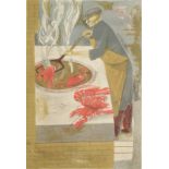 RICHARD PLATT Boiling Lobsters (II) circa 1953 Three colour lithograph Signed and inscribed by the