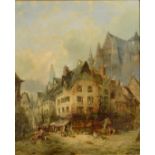 ALFRED MONTAGUE Continental Street Scene Oil on canvas Signed 61 x 51 cm