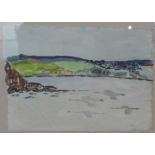 ALEC GEORGE WALKER Geese Flying up Fal Estuary Watercolour Initialed Inscribed to the back 18.