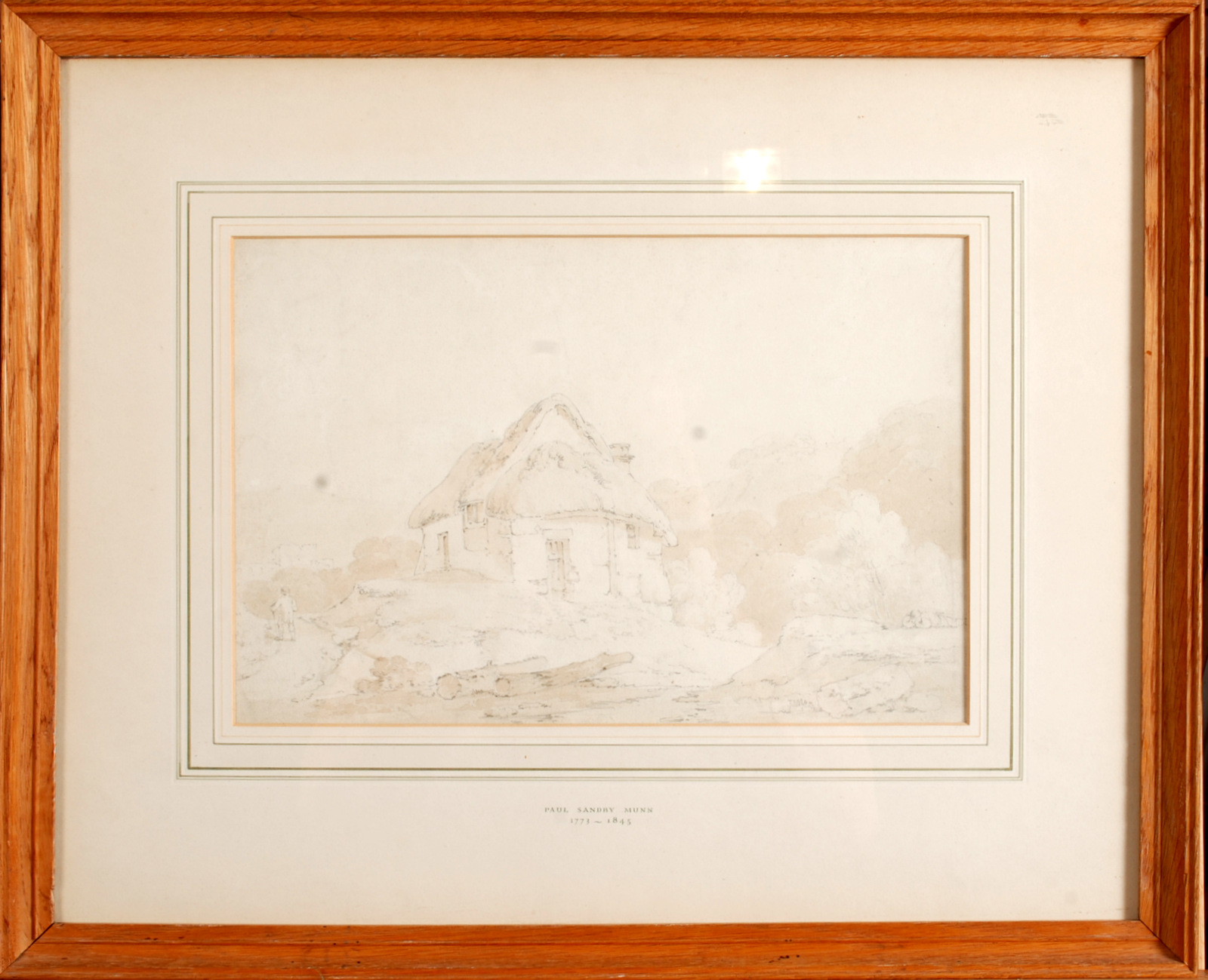 PAUL SANDBY MUNN A Country Cottage Pen and wash Inscribed in the mount 21 x 31 cm - Image 2 of 2