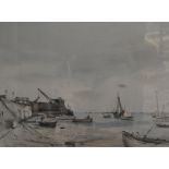 ARTHUR E DAVIES Shipping On An Estuary Watercolour Signed 33 x 43 cm