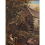 ROBERT SANDERSON Figures By A Mill Oil on Canvas Signed Indistinctly dated (18??) 69 x 54 cm