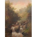 GEORGE HENRY JENKINS A Wooded Waterfall Oil on board Signed 29 x 37 cm