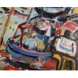 LINDA WEIR Fishing boat Oil on canvas Initialled and dated 03 23 x 28cm