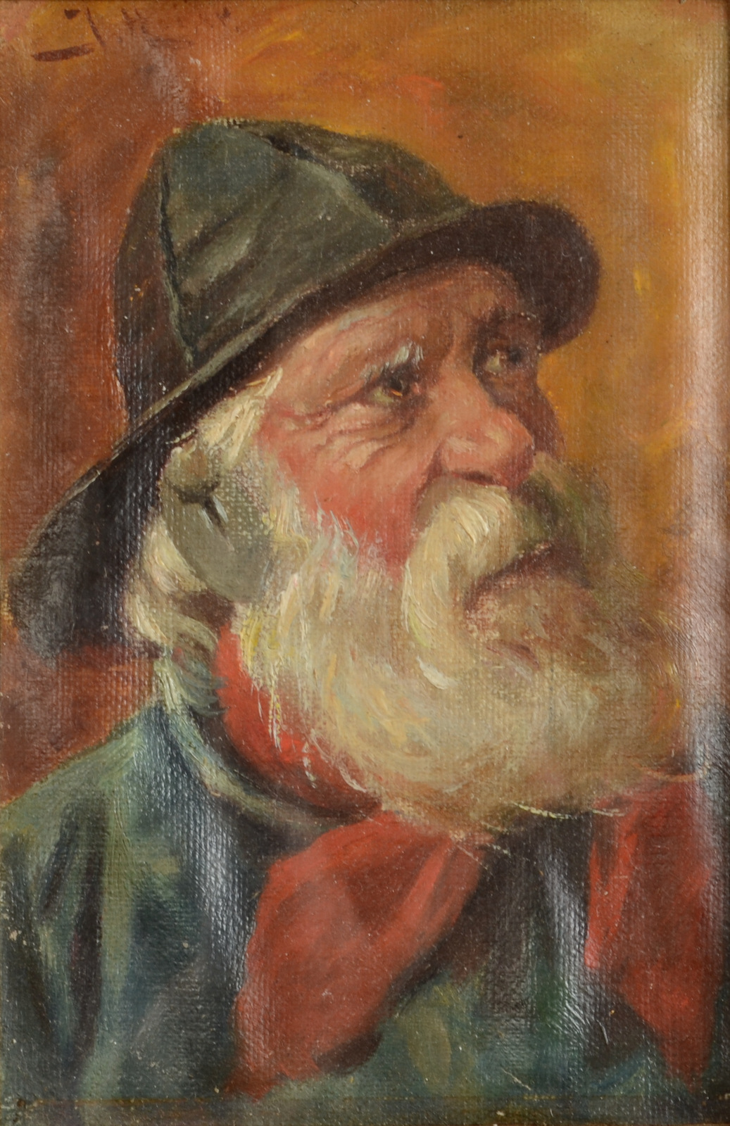 Portrait of a Fisherman Oil on canvas Indistinctly signed 16 x 11 cm