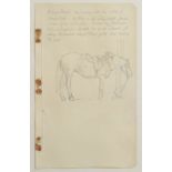 SAMUEL JOHN LAMORNA BIRCH Study of a pony Pencil drawing A page from a notebook Inscribed 20 x