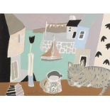 HEATHER BRAY Harbour Cat Gouache Signed 30 x 40cm The Bray family have long been influential in