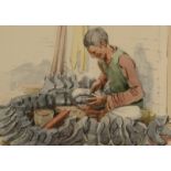 GRAHAM REDGRAVE RUST Indian Cobbler Watercolour Signed Label on the back 14 x 19cm