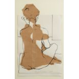 ROY WALKER Seated nude Mixed media Signed and dated 1988 47 x 28cm Together with another nude